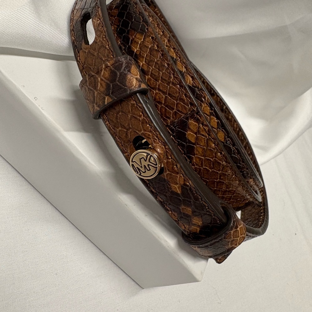 Michael Kors Brown and Black Leather Snake Print Crossbody Strap - Picture 2 of 3